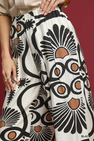 Abstract Geo Print Wide Leg Pants