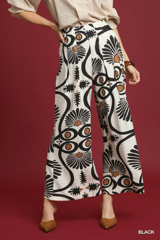 Abstract Geo Print Wide Leg Pants