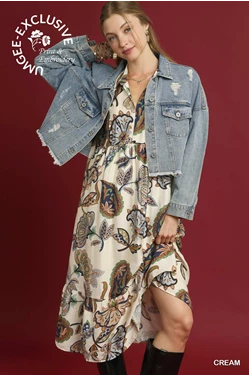 Boho Paisley Tiered Midi Dress