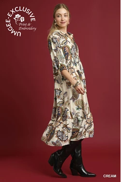 Boho Paisley Tiered Midi Dress