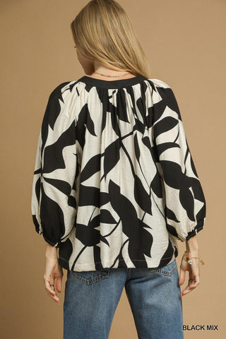 Two Tone Abstract Print Top