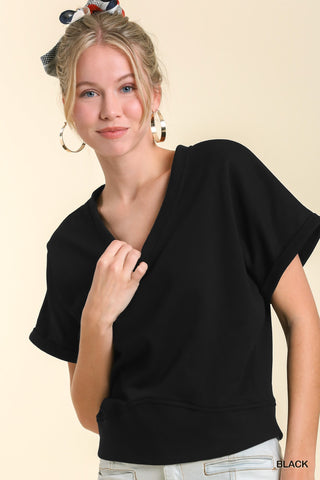 French Terry V-Neck Top