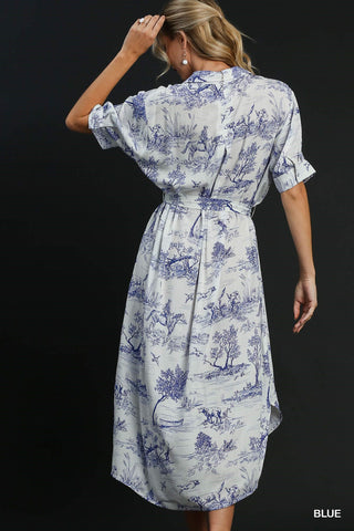 Landscape Print Midi Dress