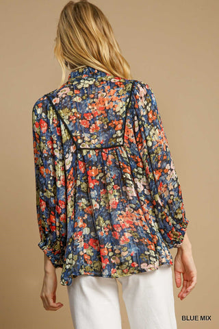 Lurex Floral Print Top