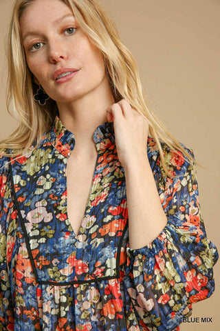 Lurex Floral Print Top