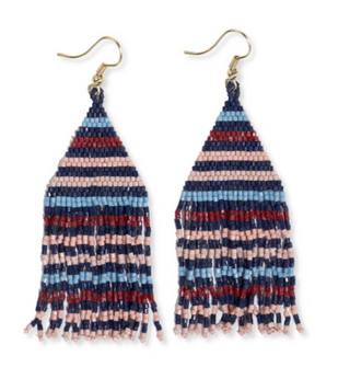 Lexie Copenhagen Horizontal Lines Beaded Fringe Earrings