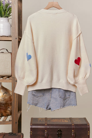 Heart Pattern Oversize Sweater