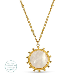 Round Accented Pendant with Shell Center