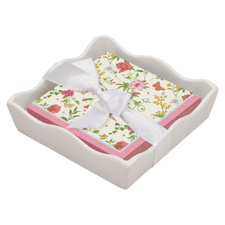 ceramic Wave Napkin Tray with Cocktail Napkin-Rococo