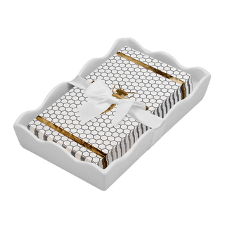 Ceramic Wave Napkin Tray with Guest Towel - Honeybee