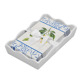 Ceramic Wave Napkin Tray with Guest Towel - Capri