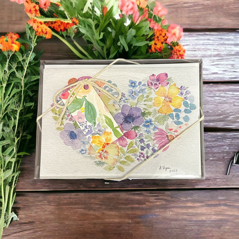 Floral Heart Watercolor Notecards