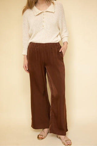 Solid Satin Wide Leg Pants
