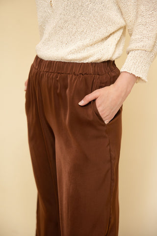 Solid Satin Wide Leg Pants