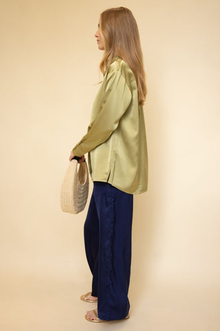 Solid Satin Wide Leg Pants