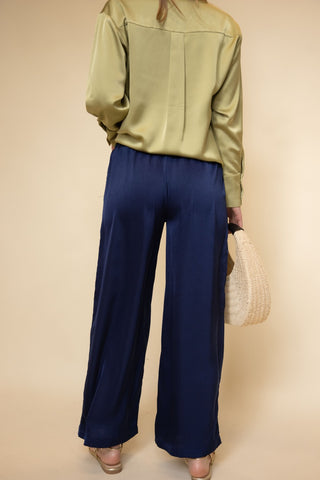 Solid Satin Wide Leg Pants