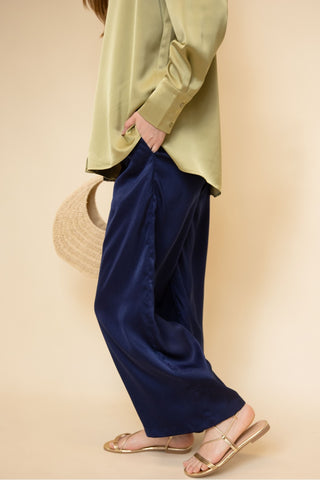 Solid Satin Wide Leg Pants