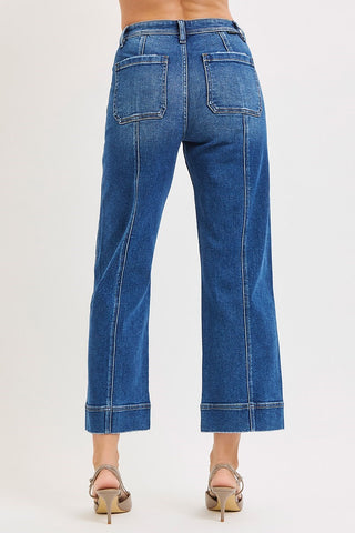 HIGH RISE CROP  SEAM DETAILED JEANS