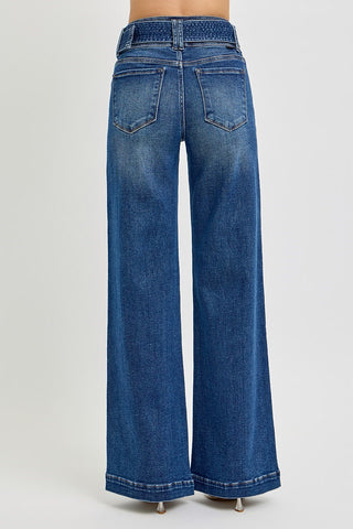 Wide Leg Belted Jeans