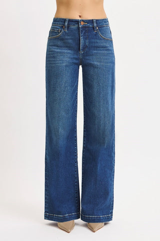 Mid-Rise Wide Leg Jeans