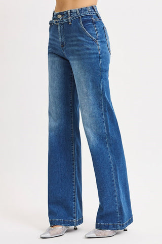 Wide Leg Belted Jeans