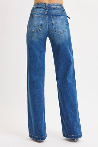 Wide Leg Belted Jeans