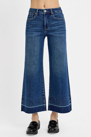 RISEN TUMMY CONTROL HIGH RISE CROP WIDE RELEASED HEM JEANS