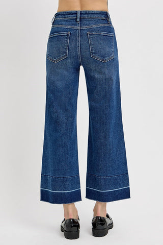 RISEN TUMMY CONTROL HIGH RISE CROP WIDE RELEASED HEM JEANS