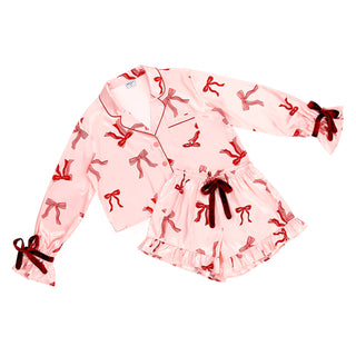 Velvet Ties Ruffled PJ Set