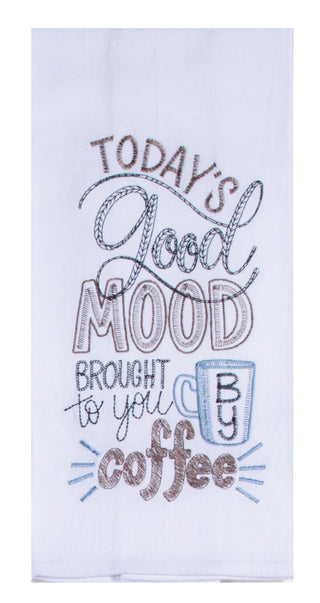 Good Mood Coffee Embroidered Towel