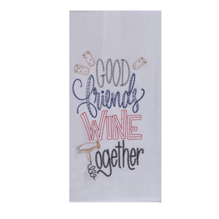 Friends Wine Embroidered Towel