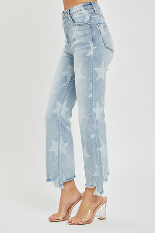 Star Printed Straight Leg