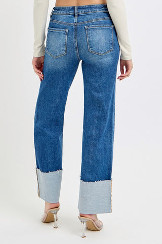 Wide Cuff Ankle Jeans