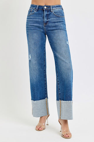 Wide Cuff Ankle Jeans