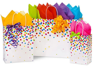 Rainbow Confetti Paper Gift Bags