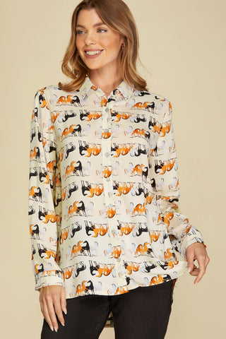 Button Down Horse Print Shirt
