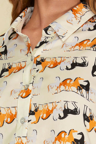 Button Down Horse Print Shirt