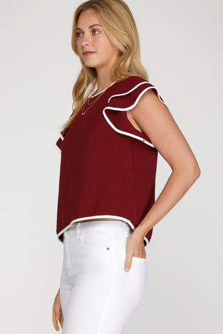 Game Day Ruffle Sleeve Top