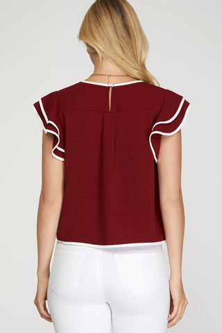 Game Day Ruffle Sleeve Top