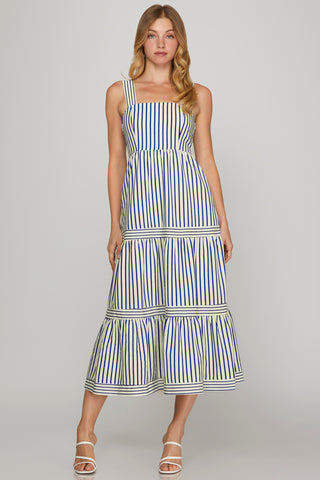 Sleeveless Striped Midi Dress