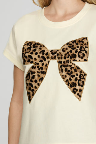 Animal Print Bow Detail Top