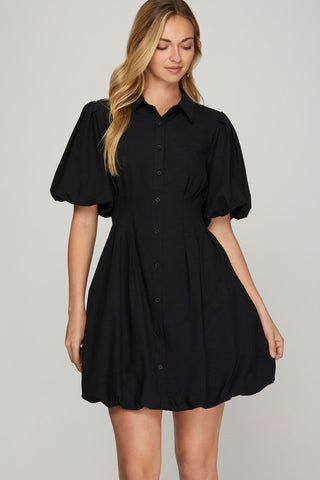 Puff Sleeve Balloon Mini Dress