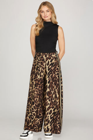 Wide Leg Leopard Print Pants