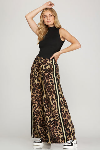 Wide Leg Leopard Print Pants