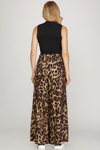 Wide Leg Leopard Print Pants