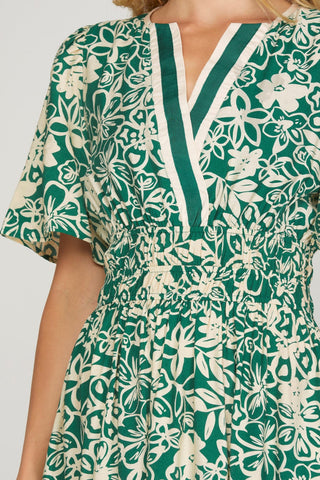 Woven Floral Tiered Midi Dress