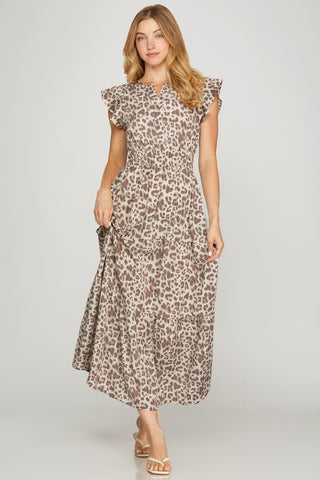 Leopard Print Tiered Maxi Dress