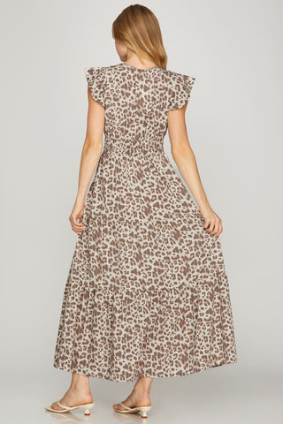 Leopard Print Tiered Maxi Dress