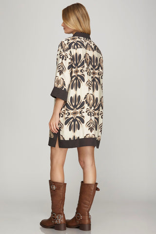 Half Sleeve Printed Mini Dress