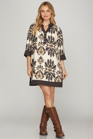 Half Sleeve Printed Mini Dress